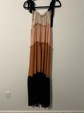 Tiered Sleeveless Maxi Dress in Cream, Blush, Camel, and Black
